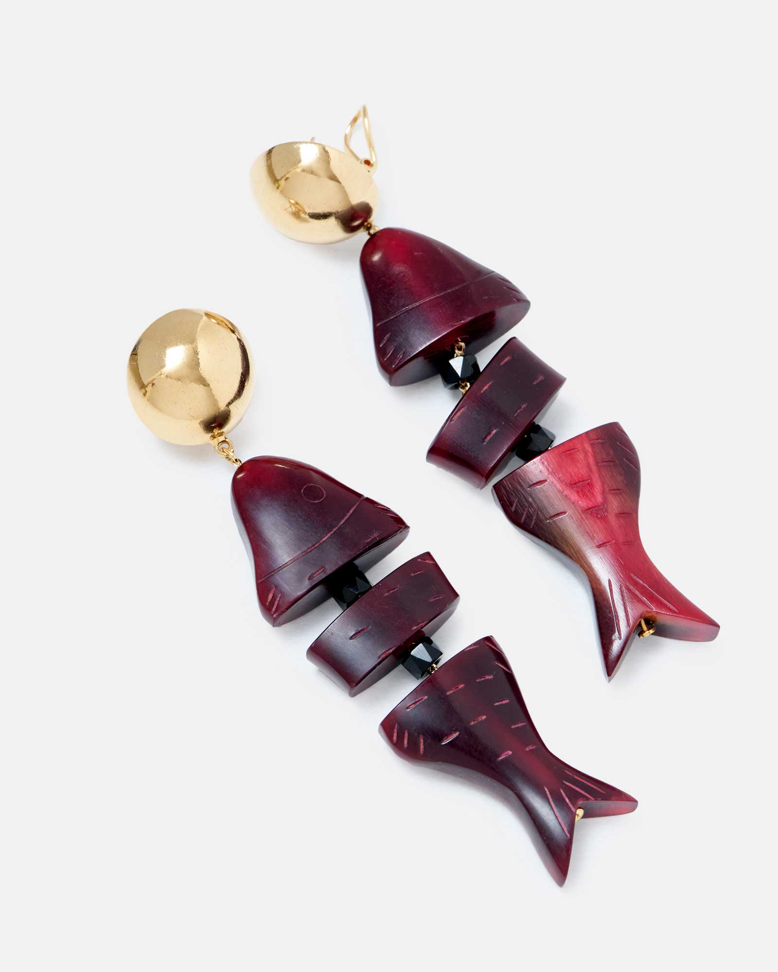 PENDIENTES PEZ BURGUNDY