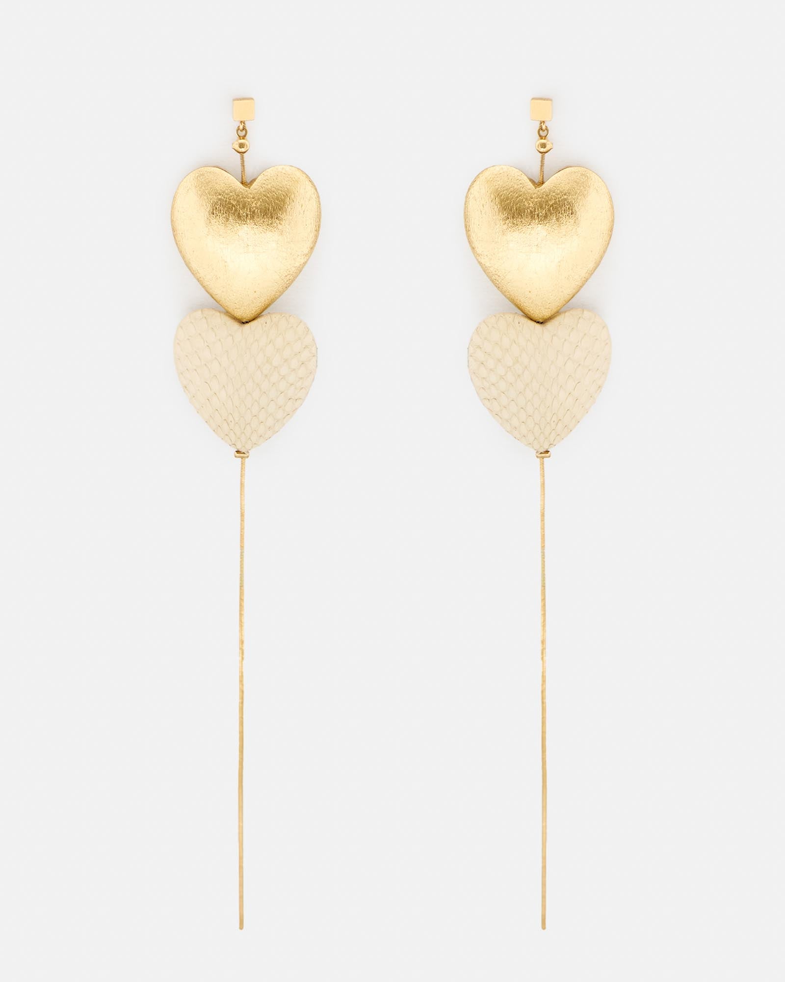PENDIENTES COR INÉS. GOLD AND WITHE