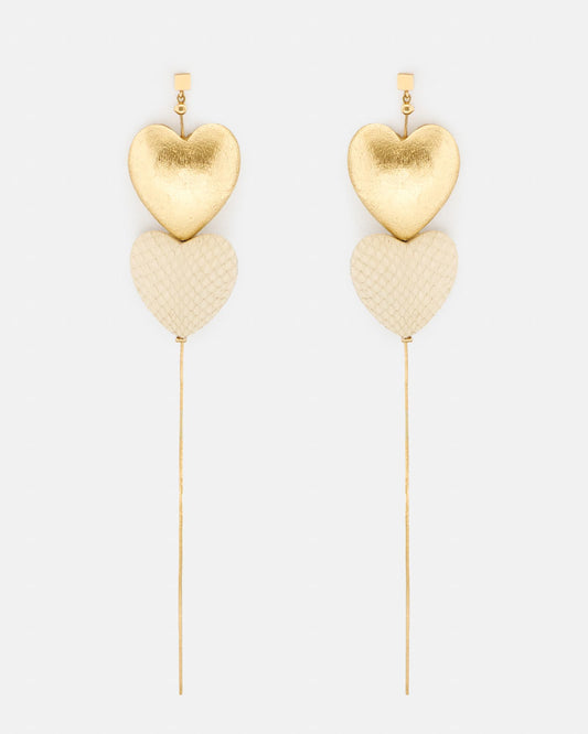 PENDIENTES COR INÉS. GOLD AND WITHE