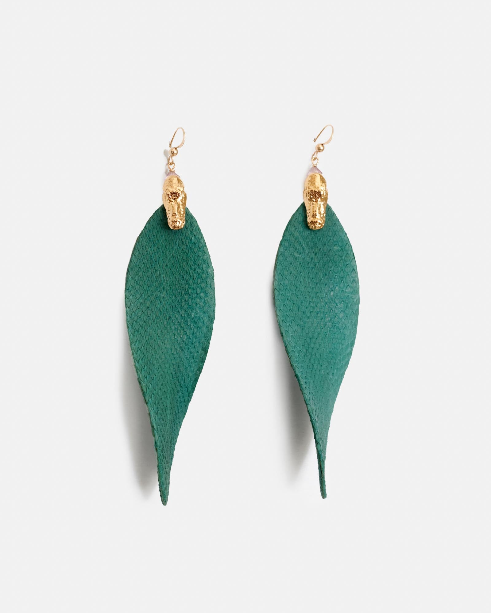 PENDIENTES FLORENCIA SNAKE XL. DARK GREEN
